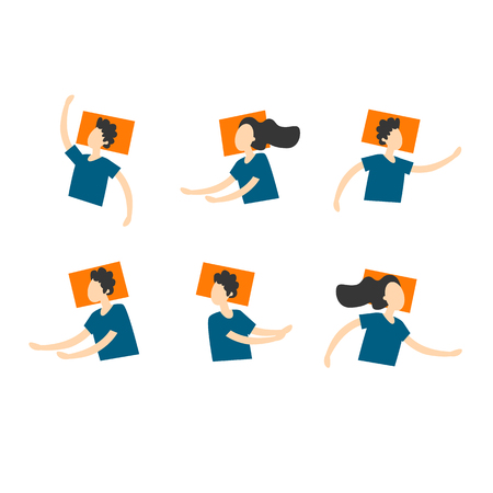 Sleep in different poses. Flat style vector illustration.のイラスト素材