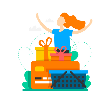 Online shopping, sale, delivery, black friday, cyber monday, internet business.のイラスト素材
