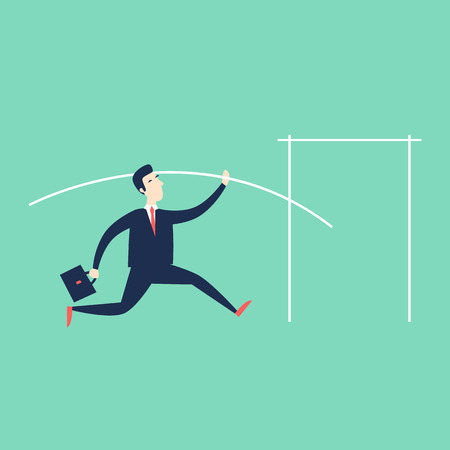 Businessman jumps over obstacles. Flat style vector illustration.のイラスト素材