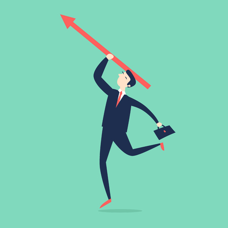Businessman throws an arrow. 3D. Flat style vector illustration.のイラスト素材