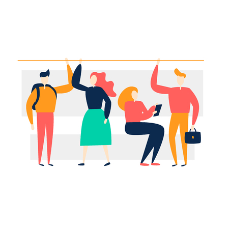 Public transport, people go. Vector illustrationのイラスト素材