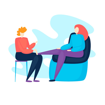 Pedicure, the girl makes nails. Vector illustrationのイラスト素材