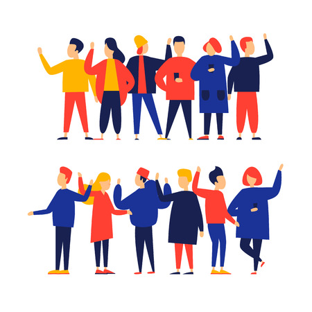 Team, about us, a group of people, friends communicate.のイラスト素材
