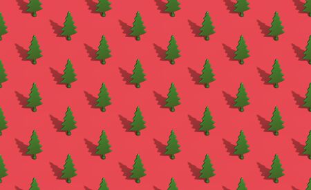 New Year pattern from Christmas trees, 3d renderの写真素材
