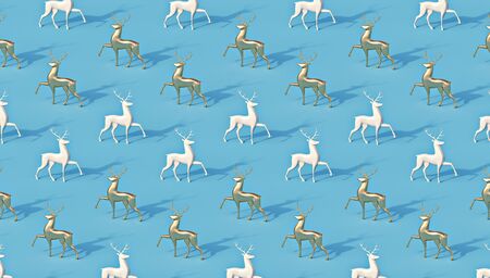Christmas pattern golden and white deers. 3d renderの写真素材