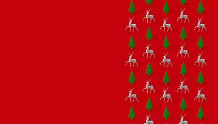 Minimalist isometric winter pattern with deer, 3d render