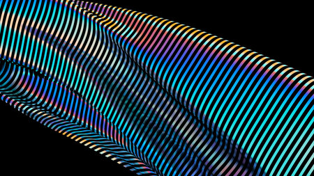 3D Abstract Multicolor Metallic Reflection wave. Ribbon Bright Textile, 3d render