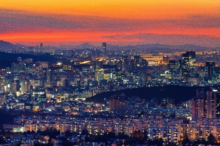 Fire on the skyの写真素材