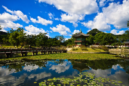 Pavilion on the pondのeditorial素材