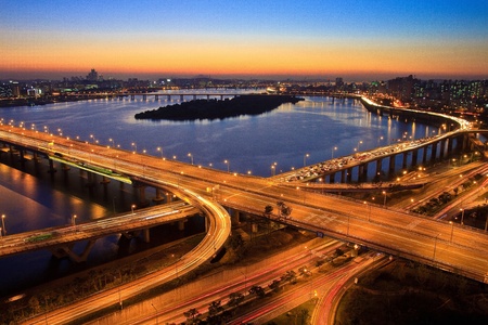Bridge and sunsetの写真素材