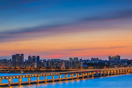 Sunset over the bridgeのeditorial素材