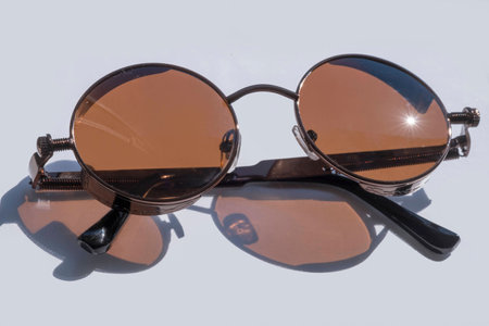round dark sunglassesの写真素材