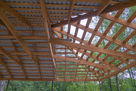 roof of a building during constructionの写真素材