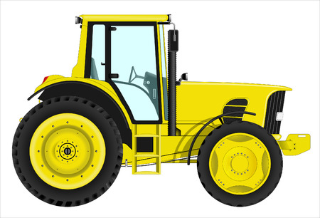 Illustration of yellow tractor with shadow on different layers.のイラスト素材