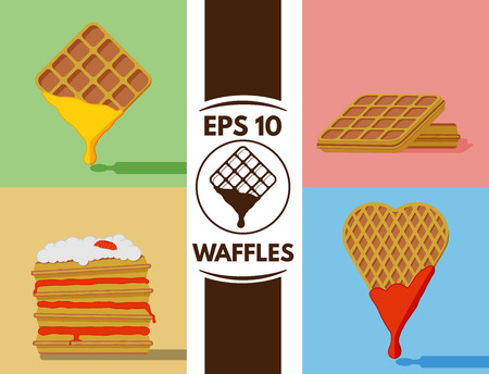 Collection of cute waffles imagesのイラスト素材