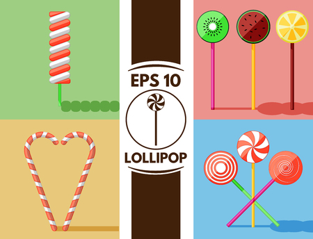 Collection of cute flat lollipops imagesのイラスト素材