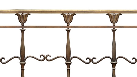 Art nouveau brass fence with stylized flowers, tilable and seamless repeating horizontally  yl