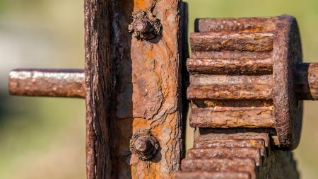 Rusty cogwheels closeupの写真素材