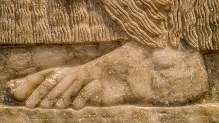 stone carved footの写真素材