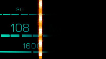 Tuning into 109 MHz FM on an old 70s radio receiverの写真素材