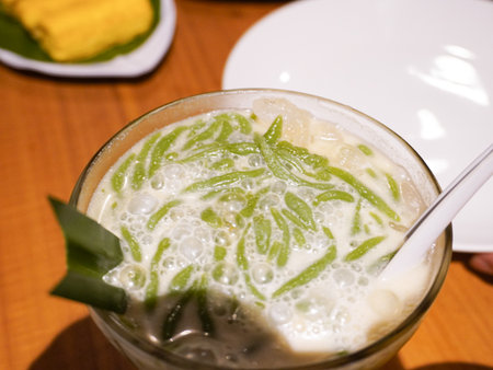 Coconut milk mix with sugar and coconut milk, Thai dessertの写真素材