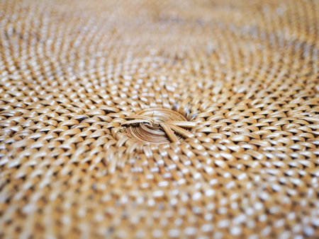 Rattan texture background. Close up of a wicker basketの写真素材