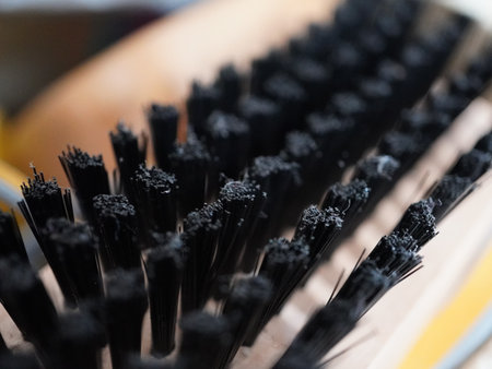 close up of black plastic brush for cleaning the house or office.の写真素材