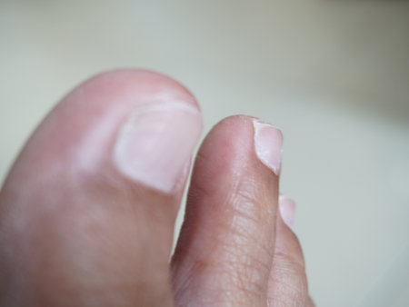 Closeup of a woman's foot with nail polishの写真素材