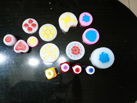 Colorful plasticine on a black background, closeup of photoの写真素材