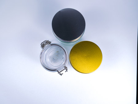 Close up of jar on white backgroundの写真素材