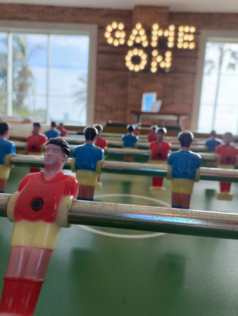 Foosball game in a restaurant