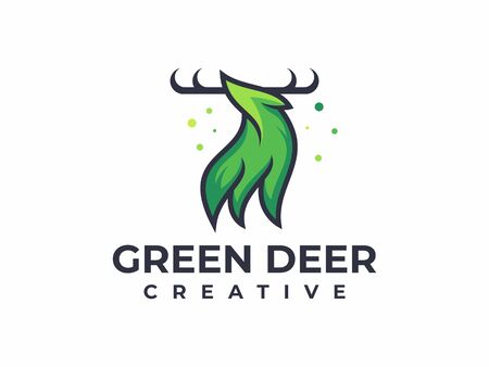 leaf nature deer logoのイラスト素材