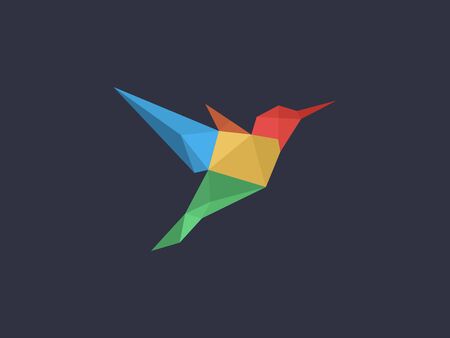 amazing geometric colourful hummingbird logoのイラスト素材