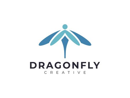 elegant beauty dragonfly logo design vectorのイラスト素材