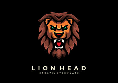 unique creative lion head mascot vector logo templateのイラスト素材