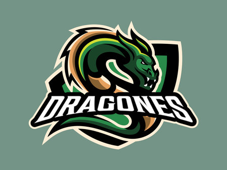 Sport and e-sport Team Mascot Logo , Green Dragon Vector Illustrationのイラスト素材