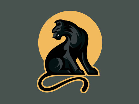 Black Cat Cartoon Mascot Illustration Logo Templateのイラスト素材