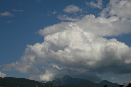 Mountains with clouds in the Inn Valleyの写真素材