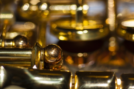 Details of the flap system of a soprano saxophoneの写真素材