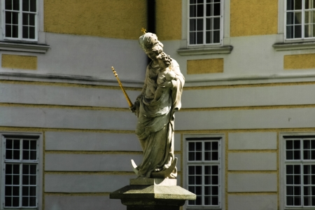 SEITENSTETTEN, AUSTRIA - APRIL 2011  Fountain sculpture in Seitenstetten in Lower Austriaのeditorial素材