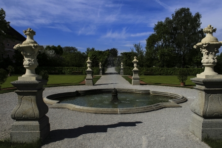 SEITENSTETTEN, AUSTRIA - APRIL 2011  Park of the monastery Seitenstetten   Lower Austria with a...