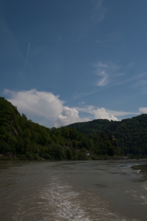 Werfenstein castel above the Danube and housesの写真素材