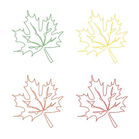 Maple leaf in one continuous line on a white background. Vector silhouette symbol graphic element. Seasons vector illustration. Decor element of abstract shapeのイラスト素材