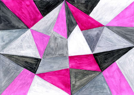 Geometry triangles drawing watercolor in abstract style. Abstract geometric background. Art & ink....