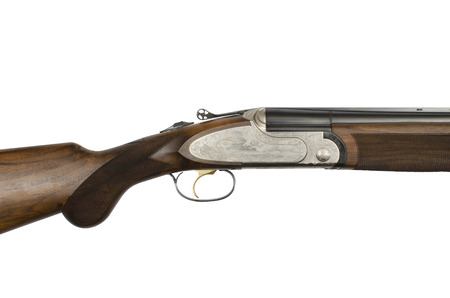 double barreled shotgun on white backgroundの写真素材