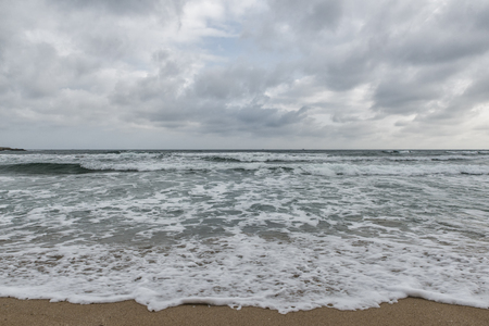 cloudy sea in cloudy weatherの写真素材