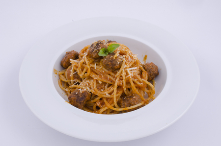 mozzarella and Meatball pastaの写真素材