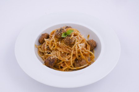 mozzarella and Meatball pastaの写真素材