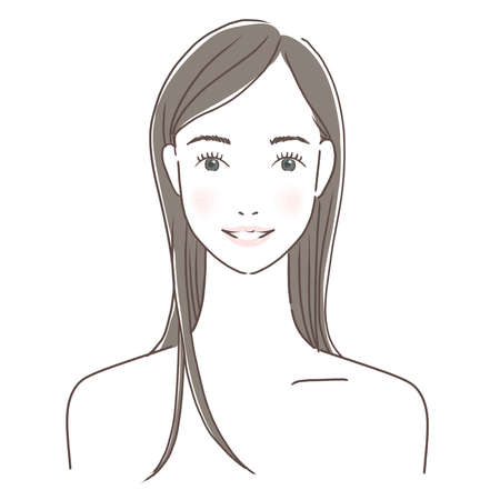 Smiling woman with long hairの写真素材