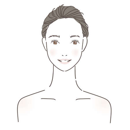 Up-haired smiling womanの写真素材